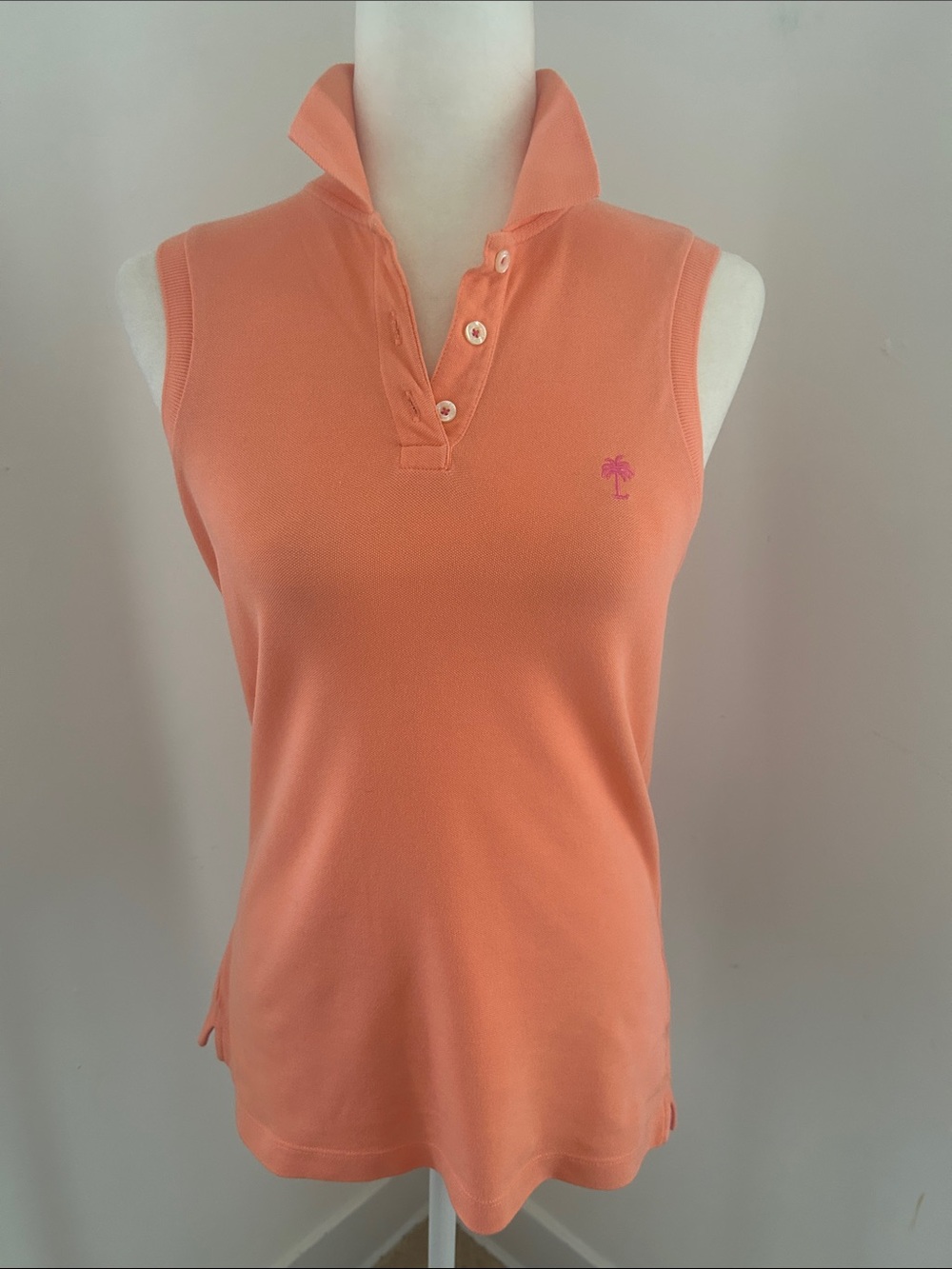 Lilly Pulitzer Soft Orange Cotton Sleeveless Polo Top sz XS